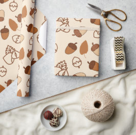 Mysigt Fall Hazelnut Löv Sömlös Wrapping Papper Presentpapper