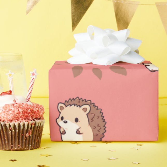 Mysigt Fall Hedgehog Seamless Wrapping Papper Deli Presentpapper (Födelsedagsfest)