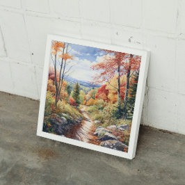 Mysigt fall i Vermont Forest Watercolor Art Poster