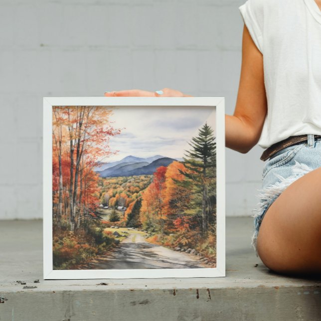 Mysigt fall i Vermont Watercolor Art Poster (Skapare uppladdad)