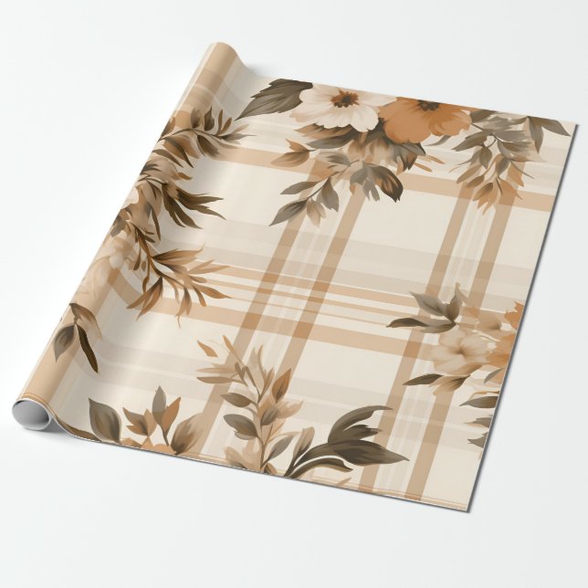 Mysigt Fall Mönster-design för hösten Presentpapper (Utrullad)