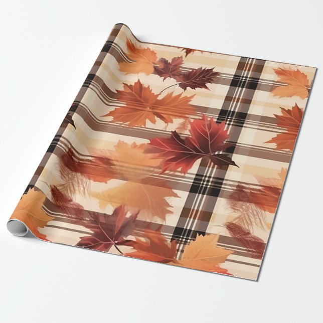 Mysigt Fall Mönster-design för hösten Presentpapper (Utrullad)