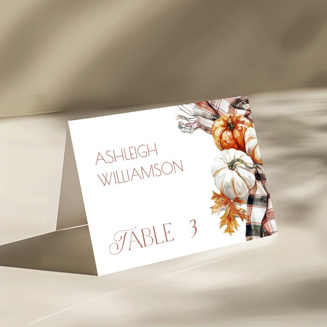 Mysigt Fall Thanksgiving Placera kort med pumpor (Cozy Fall Thanksgiving Place Cards with Pumpkins
)