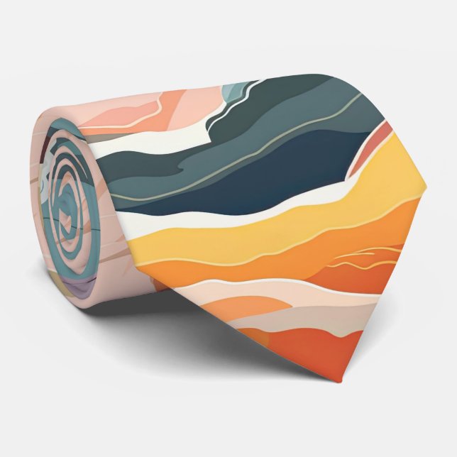 Mysigt Färg Abstrakt Digital Art Slips (Rullad)