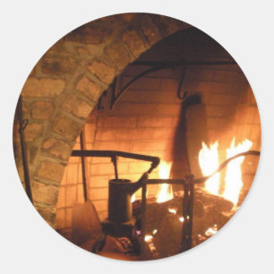Mysigt Fireplace Runt Klistermärke