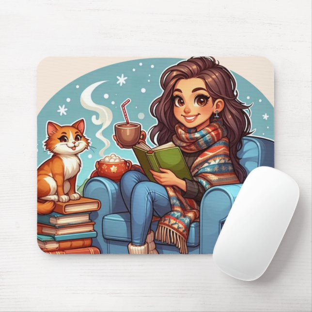 Mysigt flicka: Hett Drink & Favorite Reads Musmatta (Med mus)
