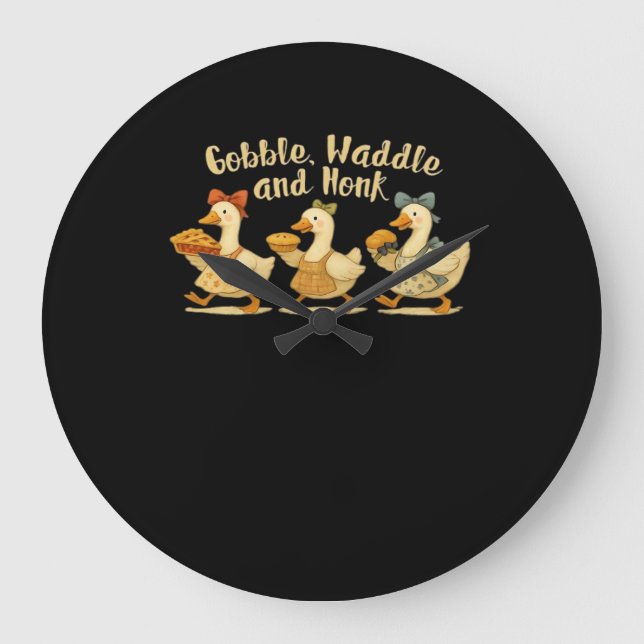 Mysigt flygsäsong gobble Waddle Honk Cute Cot Stor Klocka (Framsida)
