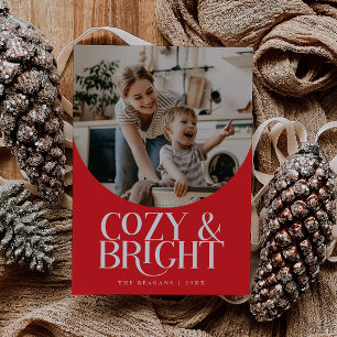 Mysigt fotorött kort för Bright Elegant Helgdag