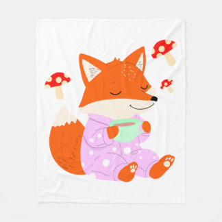 Mysigt Fox i Pajamas Kids Blanket Fleecefilt
