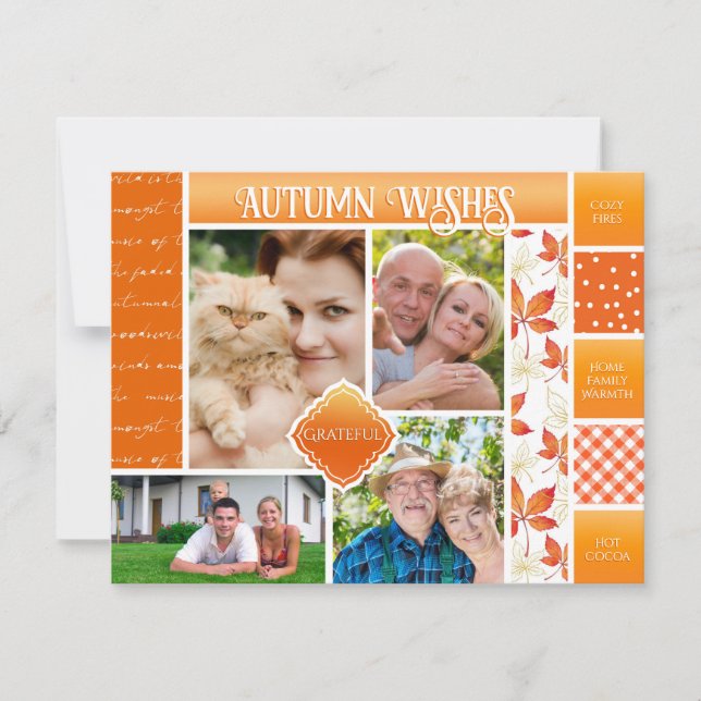 Mysigt fredsäsong för höstfamiljen Önskemål Julkort (Framsida)