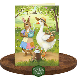Mysigt Friends Tea Time Goose Rabbit Tack Kort