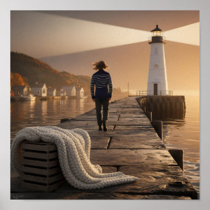 Mysigt fyr Walk Nautical Fall Serenity Poster