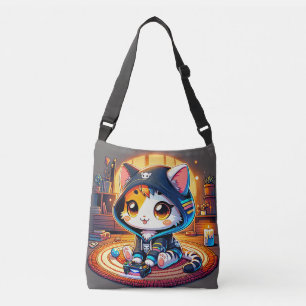 Mysigt Gamer Cat i Hoodie Axelväska