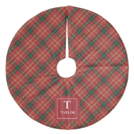 Mysigt Gammal jul Mönster Monogram Julgransmatta Fleece