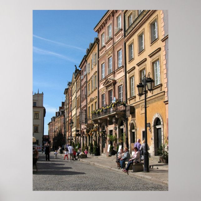 Mysigt gammal stad i Warszawa Poster (Framsidan)