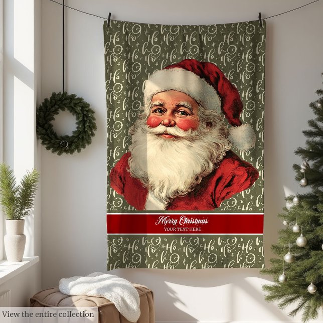 Mysigt gammalt fashioned Santa Throw Blanket Fleecefilt (Cozy Old Fashioned Santa Throw Blanket)