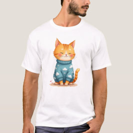 Mysigt Ginger Cat i en Cloud Sweater T Shirt