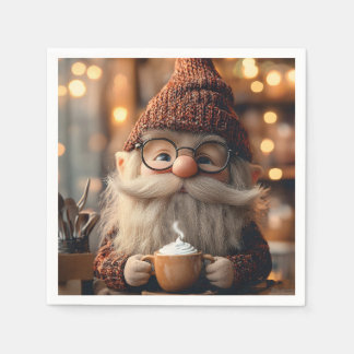 Mysigt Gnome Enjoying a Kopp of Hett Cocoa Pappersservett