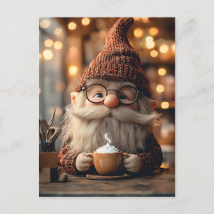 Mysigt Gnome Enjoying a Kopp of Hett Cocoa Vykort