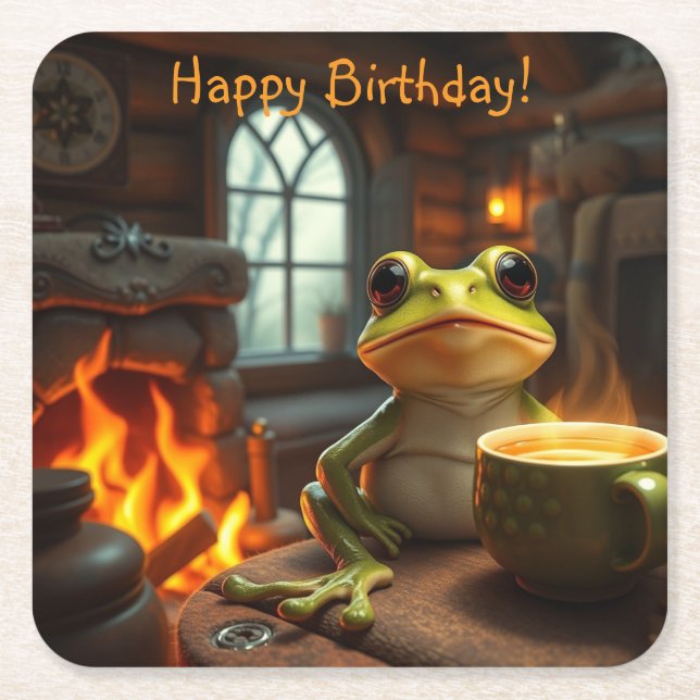 Mysigt groda underlägg papper kvadrat (Framsidan)