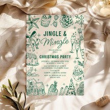Mysigt Grönt Doodle jul Party