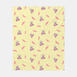 Mysigt Gult Baby Blanket med Uggla & Feathers Fleecefilt