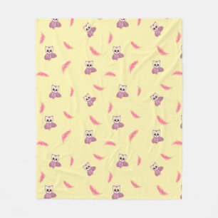 Mysigt Gult Baby Blanket med Uggla & Feathers Fleecefilt