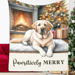 Mysigt Gult Labrador Retriever Hund jul Fleecefilt