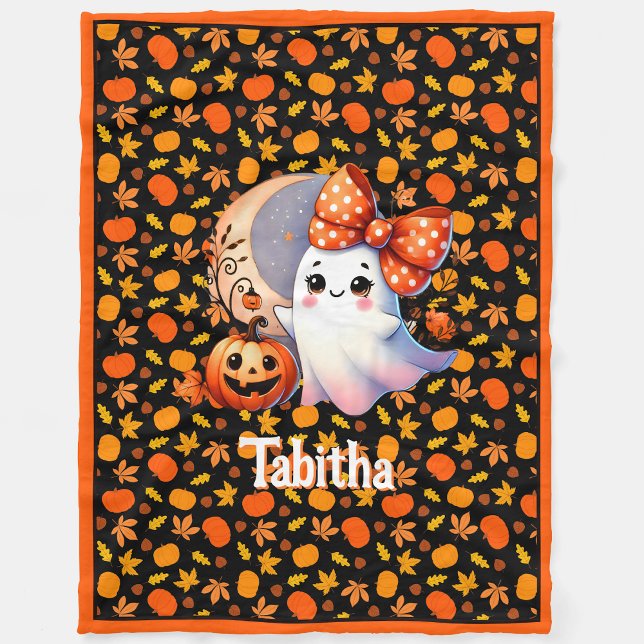 Mysigt Halloween Baby Blanket Add Namn Cute Ghost  Fleecefilt (Skapare uppladdad)