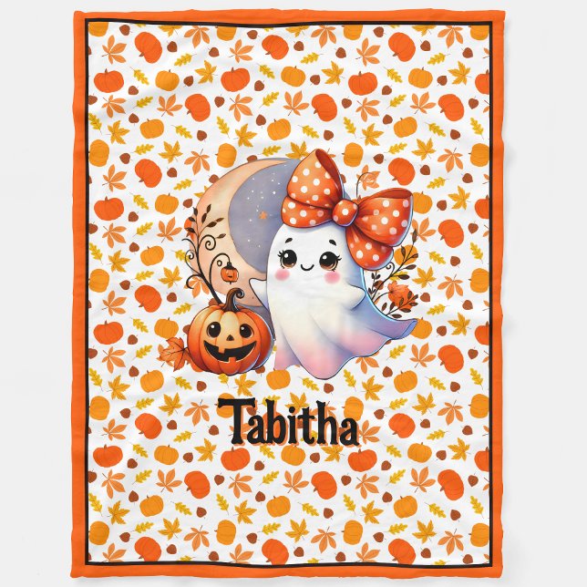 Mysigt Halloween Baby Blanket Add Namn Cute Ghost  Fleecefilt (Skapare uppladdad)