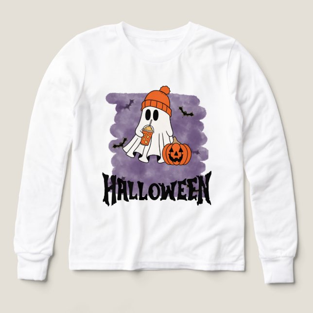Mysigt Halloween Ghost - Höst T Shirt (Design framsida)