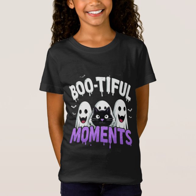 💀👻 Mysigt Halloween med söta spöken och fladderm T Shirt (Framsida)