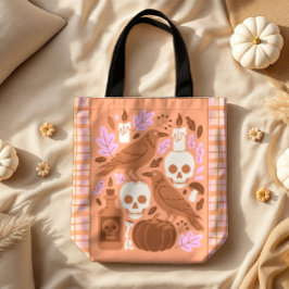 Mysigt Halloween Modern Folk Art Pastel Play Tygkasse