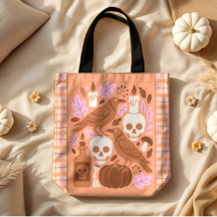 Mysigt Halloween Modern Folk Art Pastel Play Tygkasse