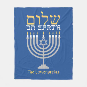 Mysigt Hanukkah Shalom Peace on Earth Fleecefilt