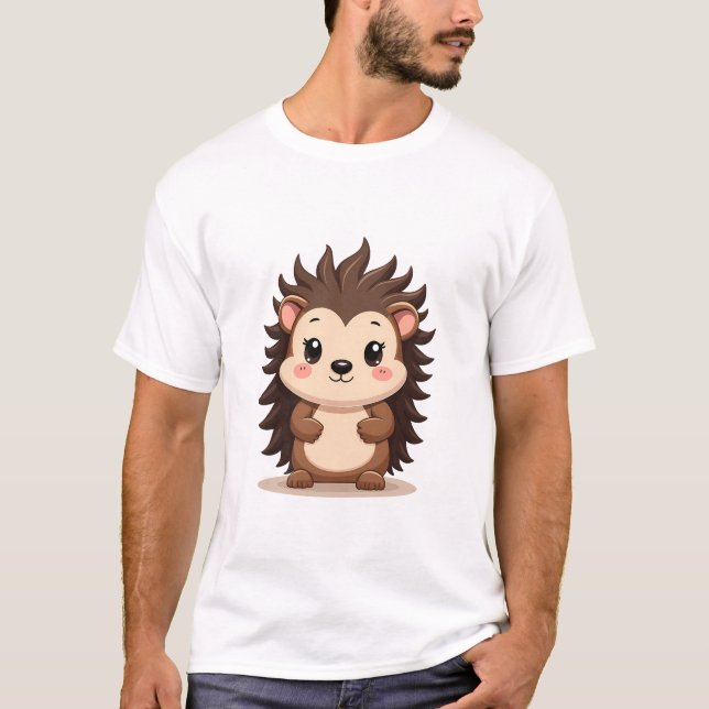 Mysigt Hedgehog in Forest T Shirt (Framsida)