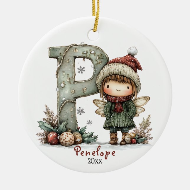 Mysigt Helgdag för första Personligen i julafton Julgransprydnad Keramik (Framsidan)