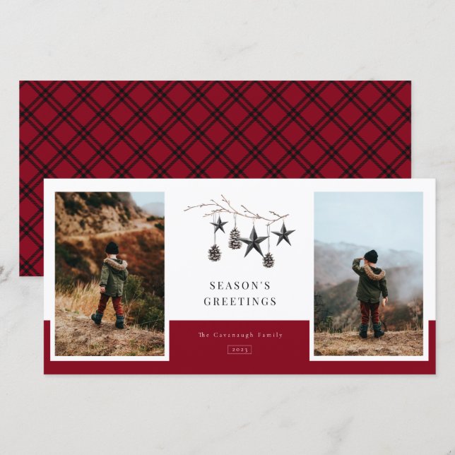 Mysigt Helgdag för fotofamilj 2 Julkort (Fram/baksida)