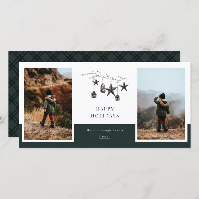 Mysigt Helgdag för fotofamilj 2 Julkort (Fram/baksida)