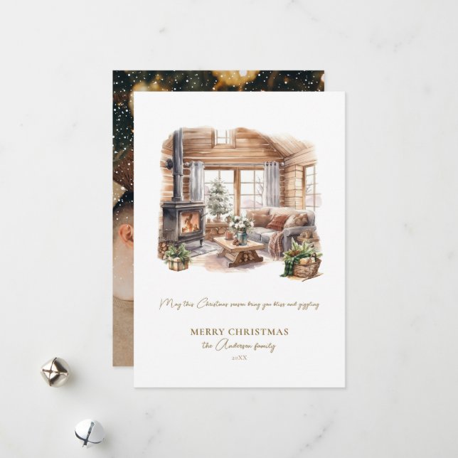 Mysigt helgdag för julfoto julkort (Fram/Back In Situ)