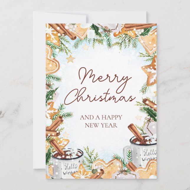 Mysigt Helgdag för vattenfärgsjul Julkort (Framsida)