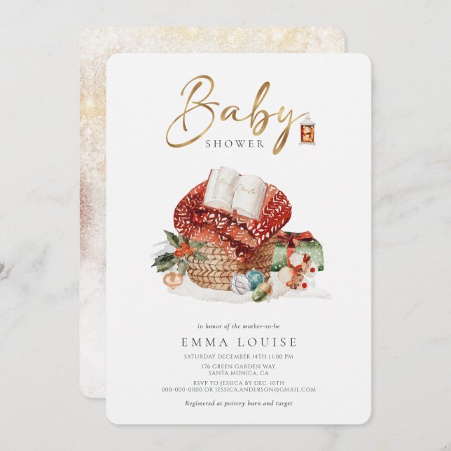 Mysigt Helgdag för Vinter-jul, babykläder Inbjudningar (Fram/baksida)