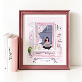 mysigt hemma, mode-illusion. poster