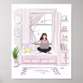 mysigt hemma, mode-illusion. poster