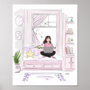 mysigt hemma, mode-illusion. poster