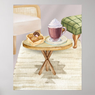 Mysigt Hett Chocolate och Cookies på Bord Poster