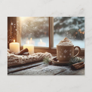 Mysigt Hett Chocolate with Cream and Candles Winte Helg Vykort