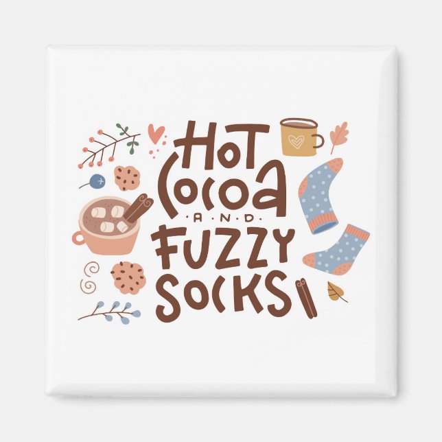 Mysigt Hett Kakao- och Fuzzy Sockers-design Magnet (Framsidan)