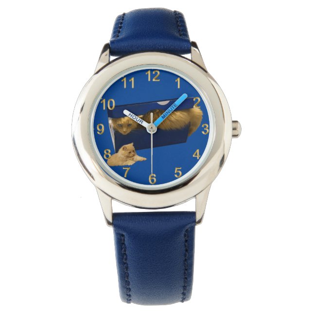 "Mysigt hideaway: Ginger Cat in the Shoe Box" Armbandsur (Framsida)