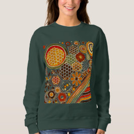 Mysigt Honeycomb och Blommönster Sweatshirt T Shirt